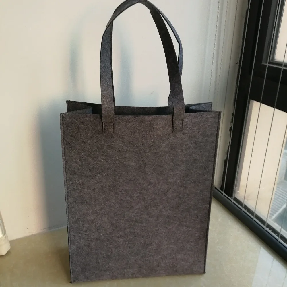 

2pcs/lot 35x45Hx15cm Blank Grey Felt Tote Bag Eco-friendly Felt Shopping Bag Solid Casual Fashion Felt Grocery Shopping Bags