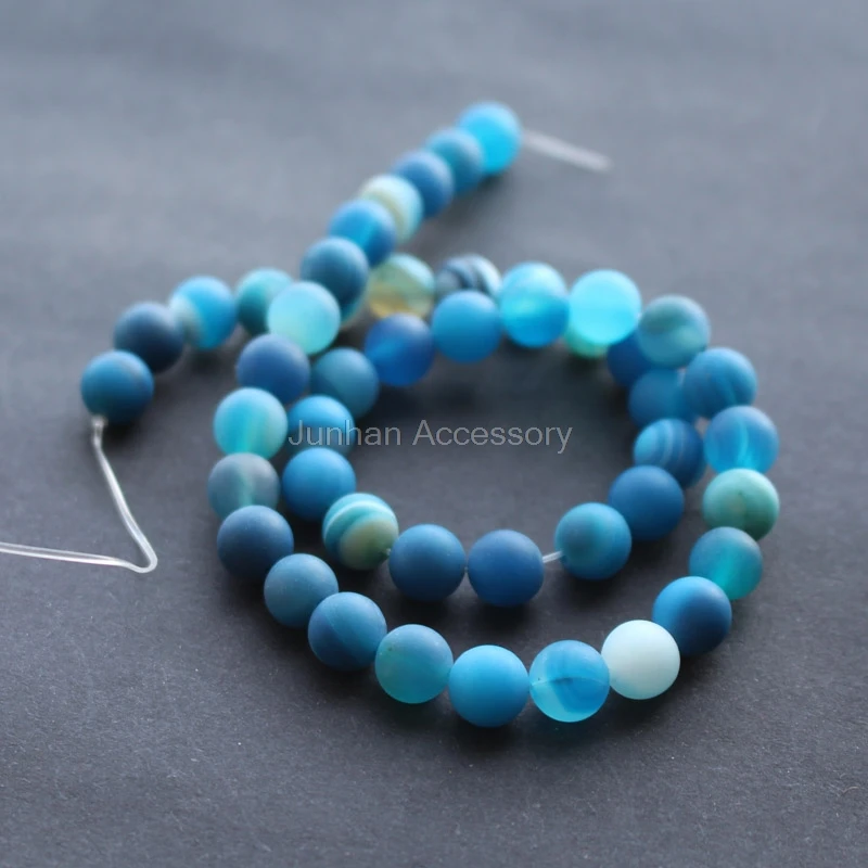 

6mm 8mm 10mm high quantity Matt Blue stripe Onyx Stone Round stone Loose Beads for jewelry making