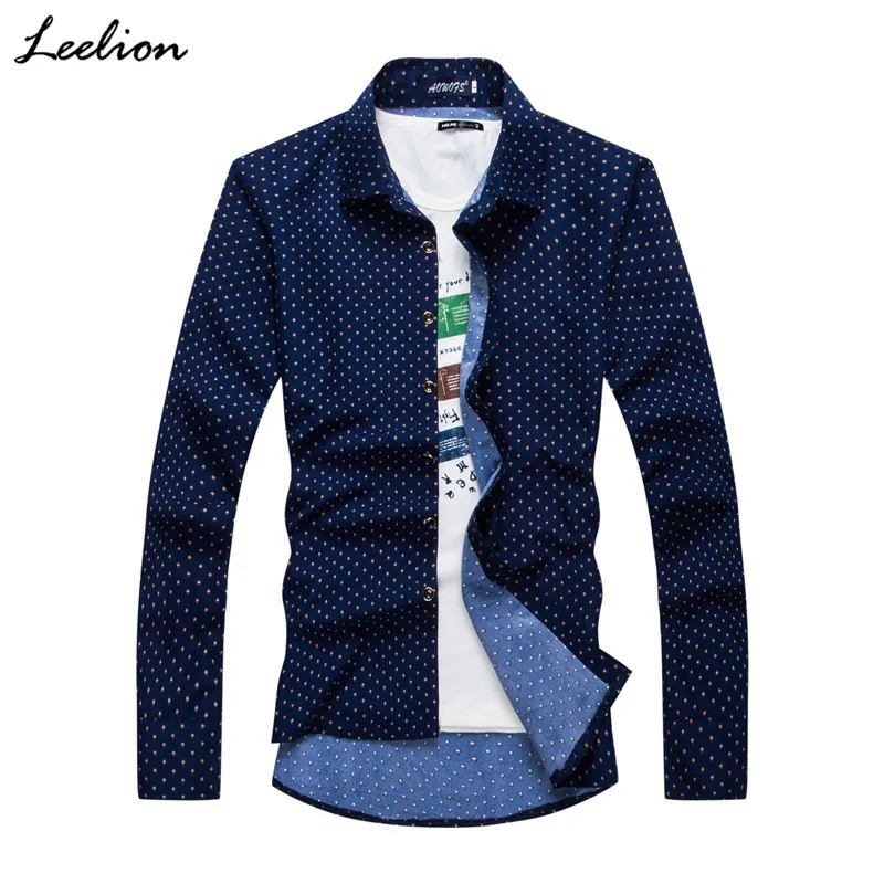 

LeeLion 2018 New Spring Printed Long Sleeve Shirts Men Turn-down Collar Men's Shirts Fashion Casual Shirts Camiseta Masculina