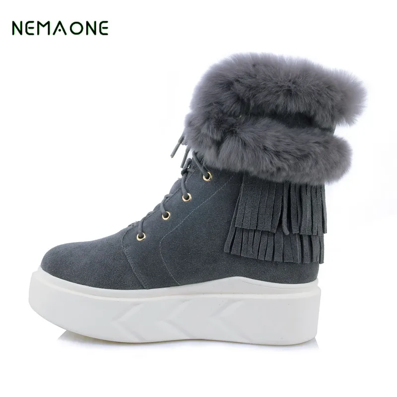 

NEMAONE Fashion Women's Winter Snow Boots Warm Long Boots Genuine Cow Leather High Winter Boots Women Shoes