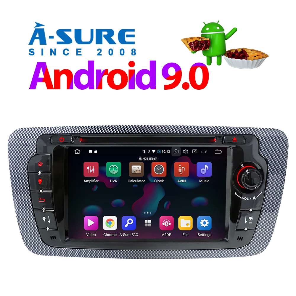 Cheap A-Sure 2 Din Android 9.0 Auto Radio GPS DVD Player Sat Nav Stereo Navigation For Seat Ibiza 2009-2013 Quad Core DAB+ WIFI 4G 2