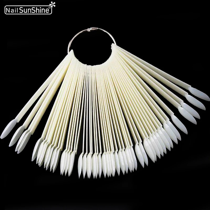 

Hot 50x Fan-shaped Nail Display Color Chart Natural False Nail Art Tips Sticks Polish Display Practice Ongle Artificiel Tools
