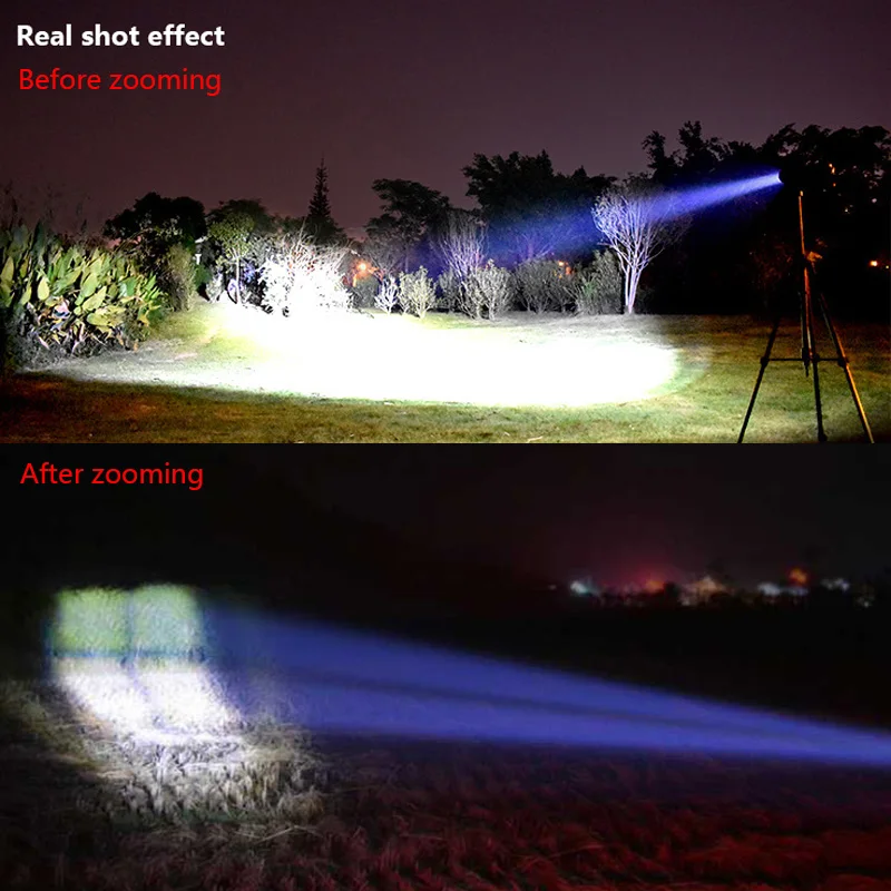 led flashlight cree xhp50 xhp70 Rotary zoom Use 2*26650 battery Direct charging Shock Resistant Self Defense Torch flashlight