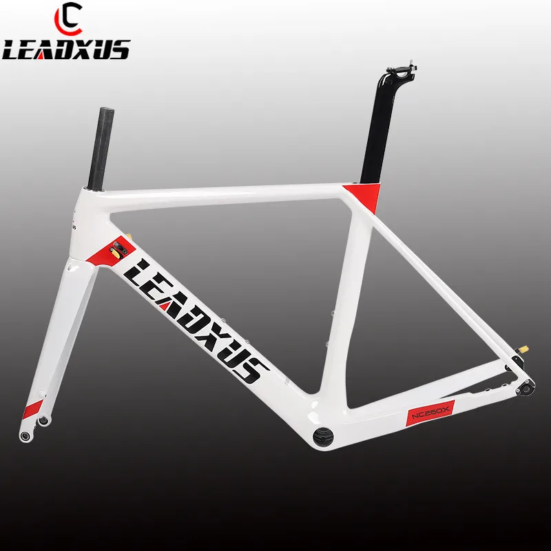 Excellent Leadxus 2019 Newest Disc Brakes Carbon Road Bike Frame T800 Thru Axle Disc Brake Carbon Fiber Bicycle Frame Xs/s/m/l/xl 0