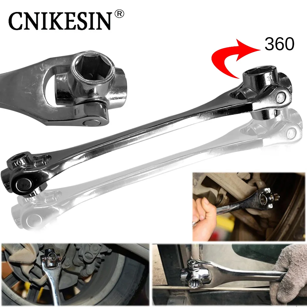 

CNIKESIN 55# Eight-in-one multifunction socket wrench Dog bone wrench universal rotating multi-head wrench Inch hexagon socket