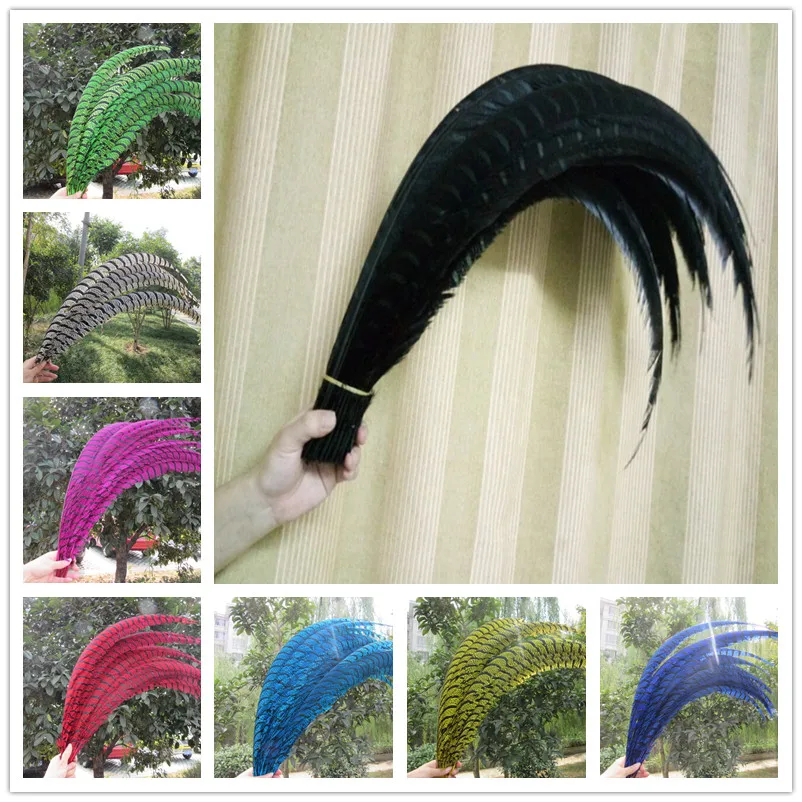 50 Pcs/Lot 32-36''/80-90CM Natural Dyed Zebra Lady Amherst Pheasant Tail Feathers For Crafts Super Long Phesant Plumes | Дом и сад
