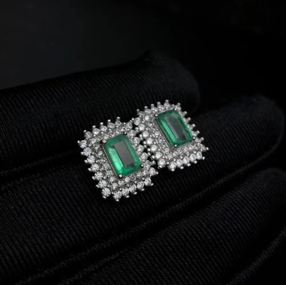 

Серьги натуральный изумруд серьги Бесплатная доставка подлинный оригинальный изумруд 925 пробы серебро 4*6 мм 2 шт. драгоценный камень