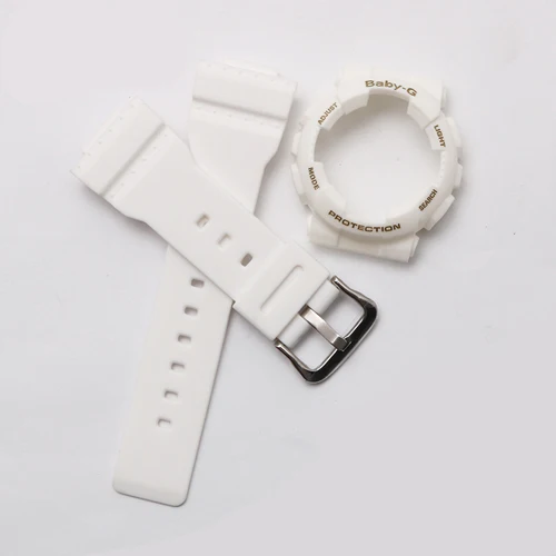 Сменный резиновый ремешок подходит для часов CASIO BABY-G с BA-111 110112120 чехол силиконовый браслет женский браслет - Цвет ремешка: White gold