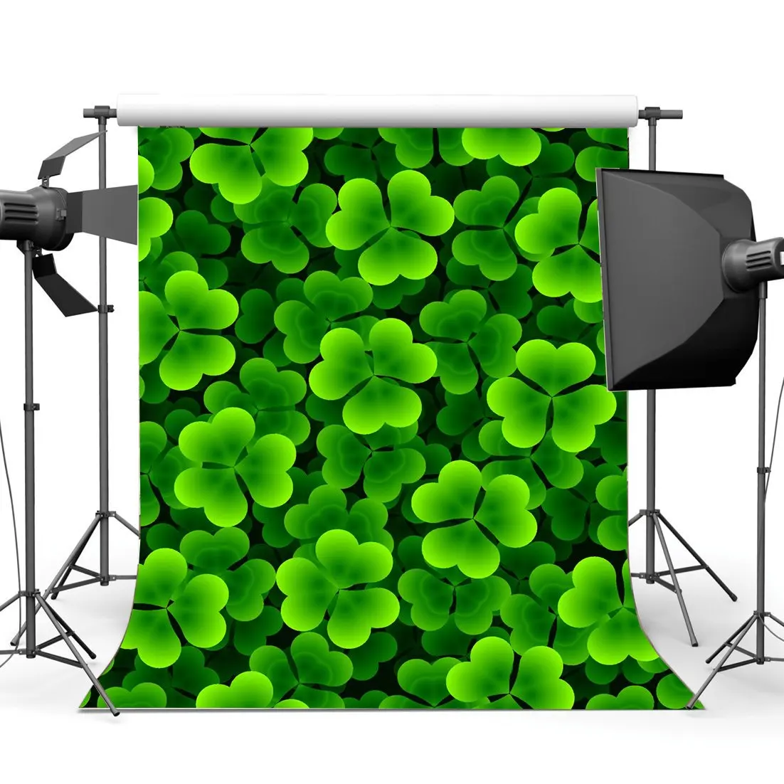 

Lucky Irish Shamrock Backdrop Happy St. Patrick's Day Green Four-leaf Clover Spring Photography Background