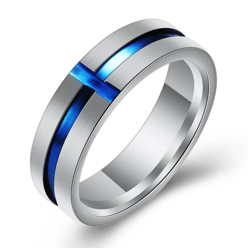

2019 Sale Fine jewelry jewelry Fit Women and Men Crystal from Austrian Titanium steel middle blue couple ring For Party
