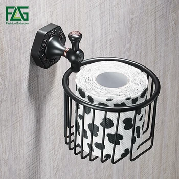 

FLG Paper Holders ORB Brass Wall Shelf Toilet Basket Bathroom Accessories Paper Holder Sets Toilet Roll Holder