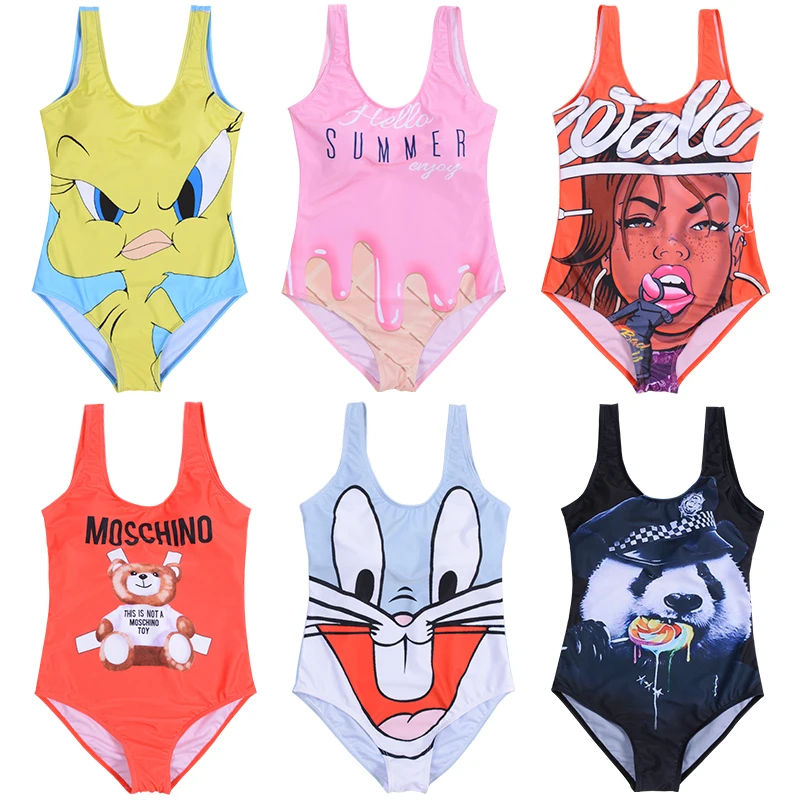 

Women Sexy Swimsuits One Piece Bikini Mickey 3D Print Cartoon Plus Size Bikini Bach Swinwear