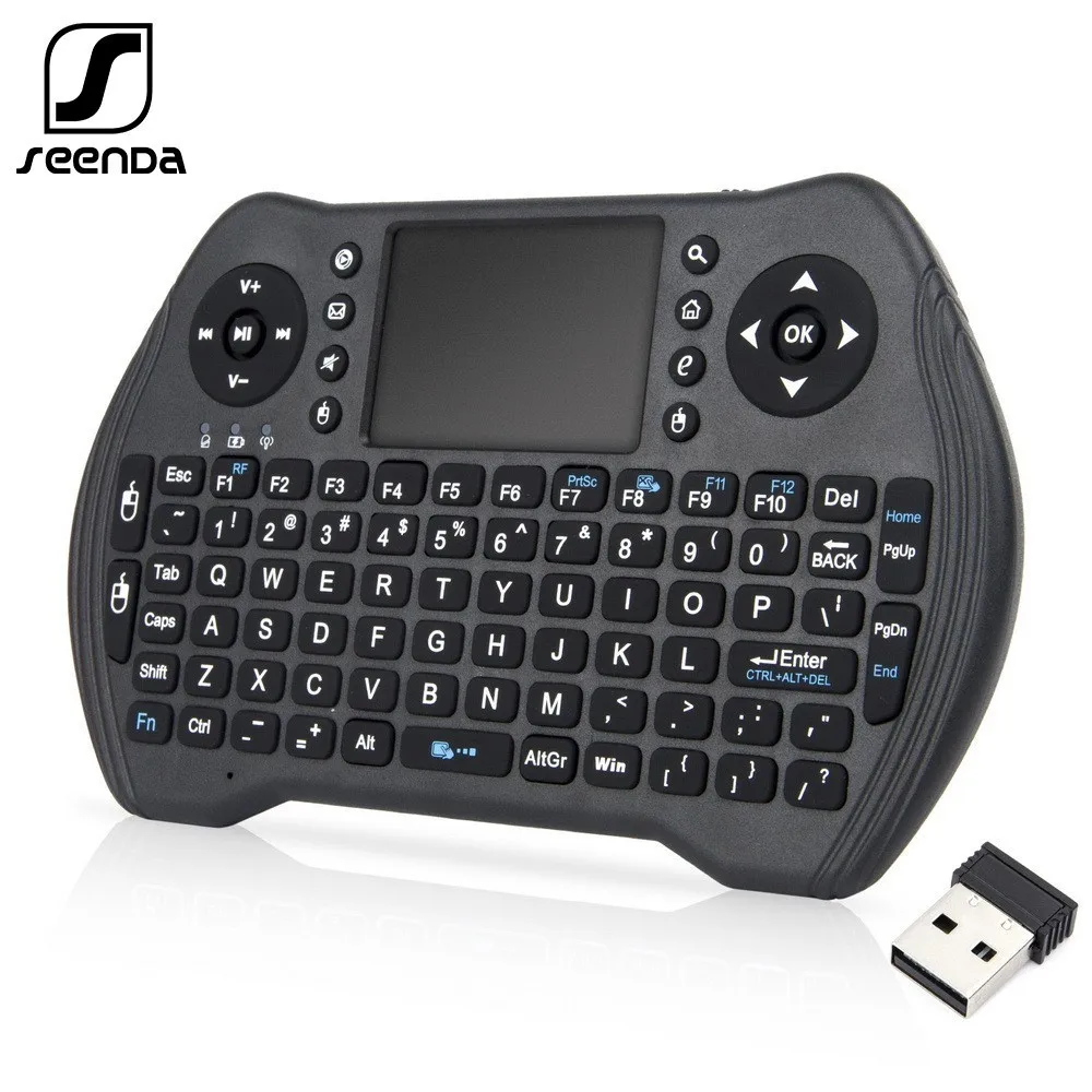 Цена SeenDa 2,4 ГГц Беспроводная клавиатура для Android Smart tv Box ноутбук ПК и Windows компьютер с тачпадом мини клавиатура 3 панели