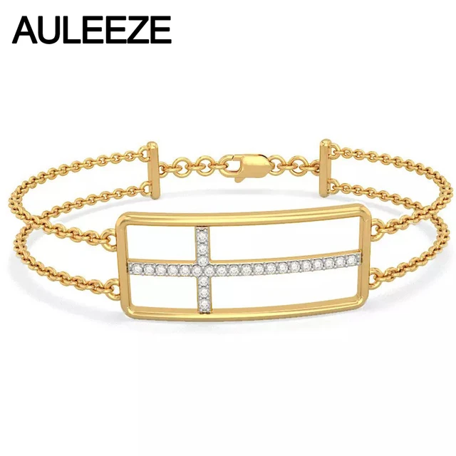 Clic Natural Real Diamond Cross Bracelets For Women Solid Clic Natural Real Diamond Cross Bracelets For Women Solid 14k Yellow Gold Engagement