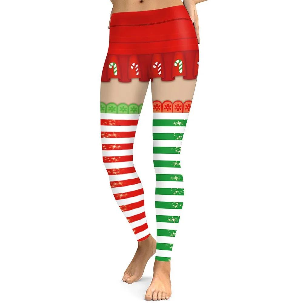 2019 женские зимние брюки Рождественский костюм леггинсы для тренировок и бега брюки для девочек высота талии спортивные брюки подарок