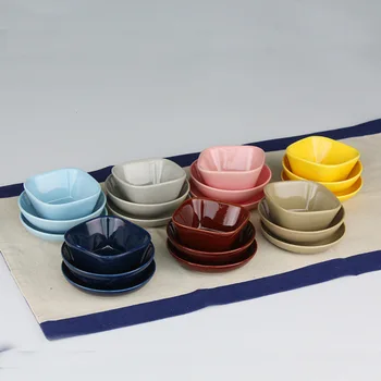 

Breif Solid Ceramic Plate Round Square Porcelain Small Sauce Nuts Tray Dessert Dishes Party Fruit Snack Plates Random Color