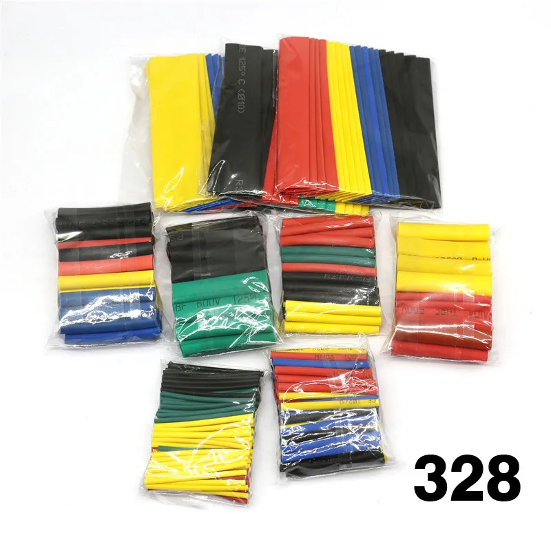 8 размеров многоцветный/черный 127 цвет 328/530 шт Различные Полиолефиновая термоусадочная трубка кабель корпус покрытый провод в оболочке "сделай сам"