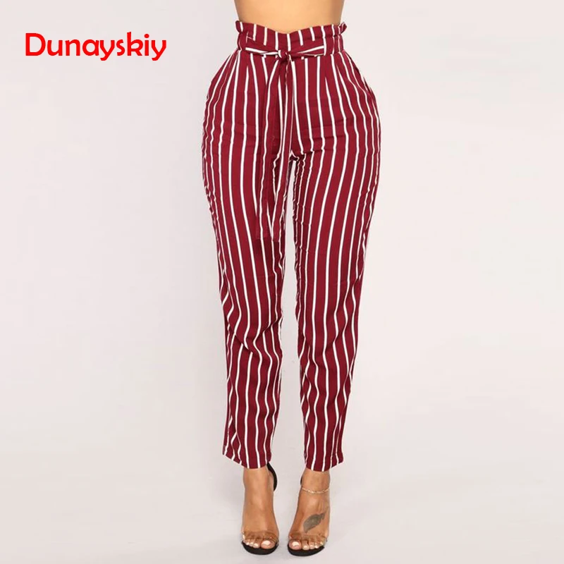brown and black striped pants