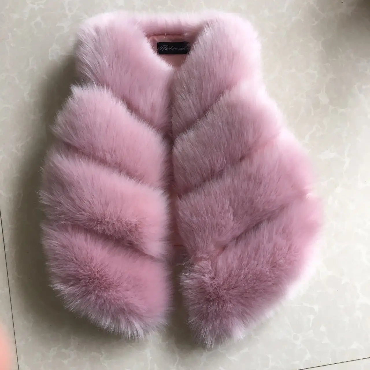  Autumn Winter 2018 New Baby Children's Leather Waistcoat Teens Girls Faux Fox Wool Cotton Vest with
