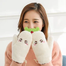 Новые мягкие теплые перчатки варежки Для женщин Зимние перчатки женские милые перчатки без пальцев Guantes Mujer