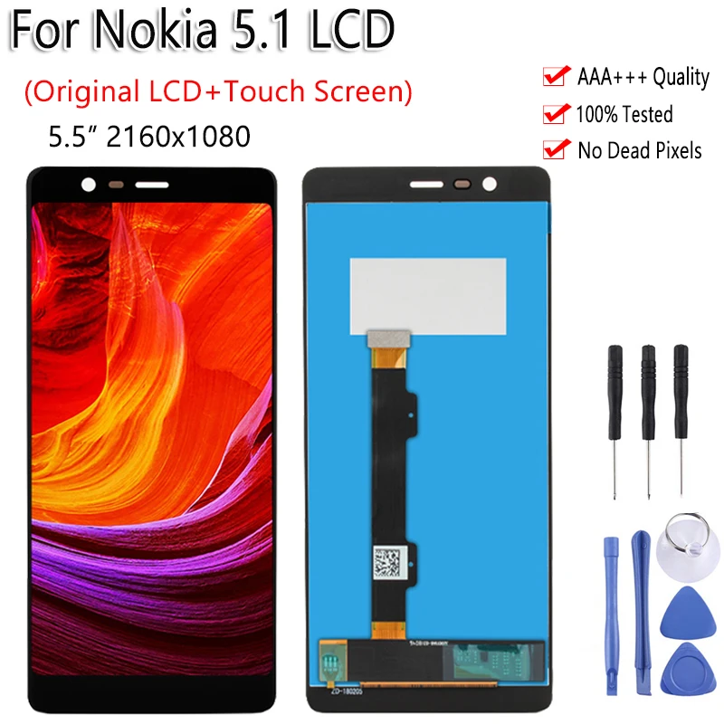 

5.5" Display For Nokia 5.1 TA-1061 TA-1075 TA-1076 TA-1088 LCD Touch Screen Digitizer Assembly Replacement For Nokia 5.1 LCD