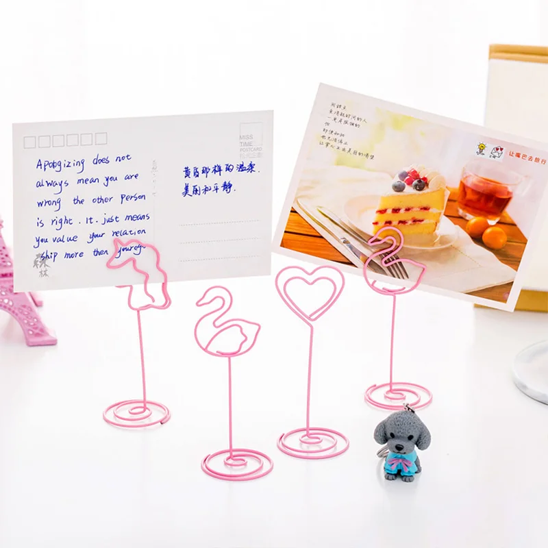 

Cute Kawaii Pink Unicorn Flamingos Paper Clips Lovely Heart Clip for Pictures Office Desktop Message Memo Clips School Supplies