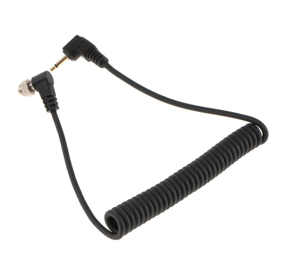 Negro Flash Light Spring PC Sync Cable 2.5mm a Macho Flash Plug 30-100cm para fotograf/ía Studio Camera Flash Trigger Accesorios