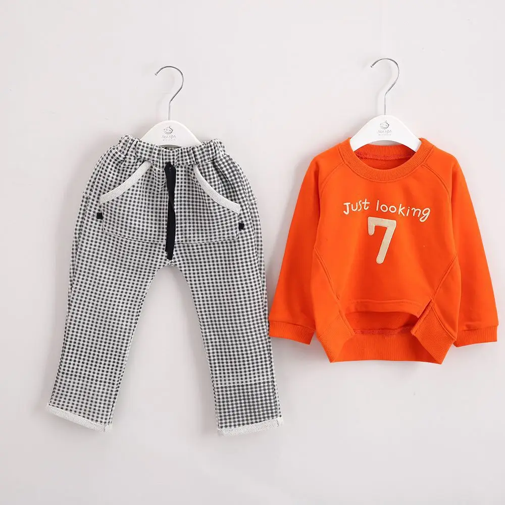 

Anlencool New baby clothing set spring new children suit the number 7 Baby personalized logo sportswear free shipping