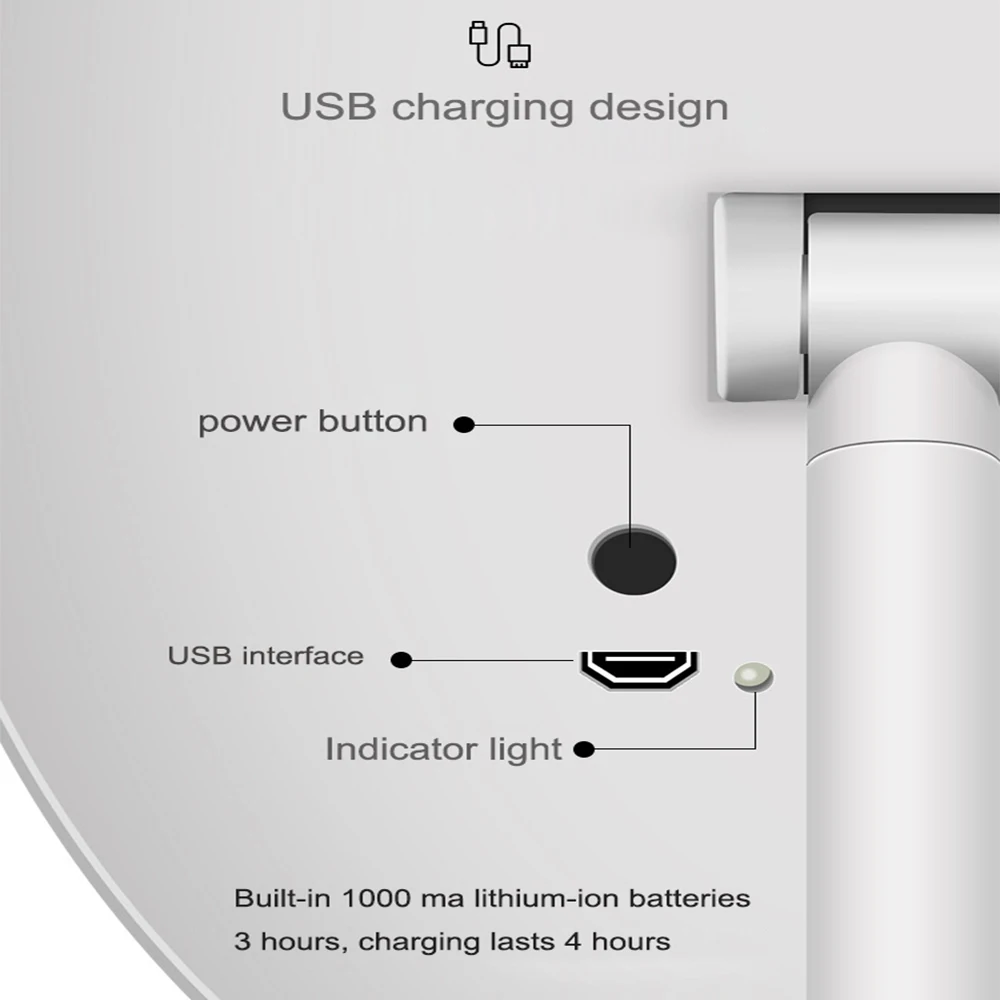 Зарядка через usb светлое зеркало светодио дный сенсорный затемнения зеркало многофункциональный настольные лампы светодио дный зеркало D30