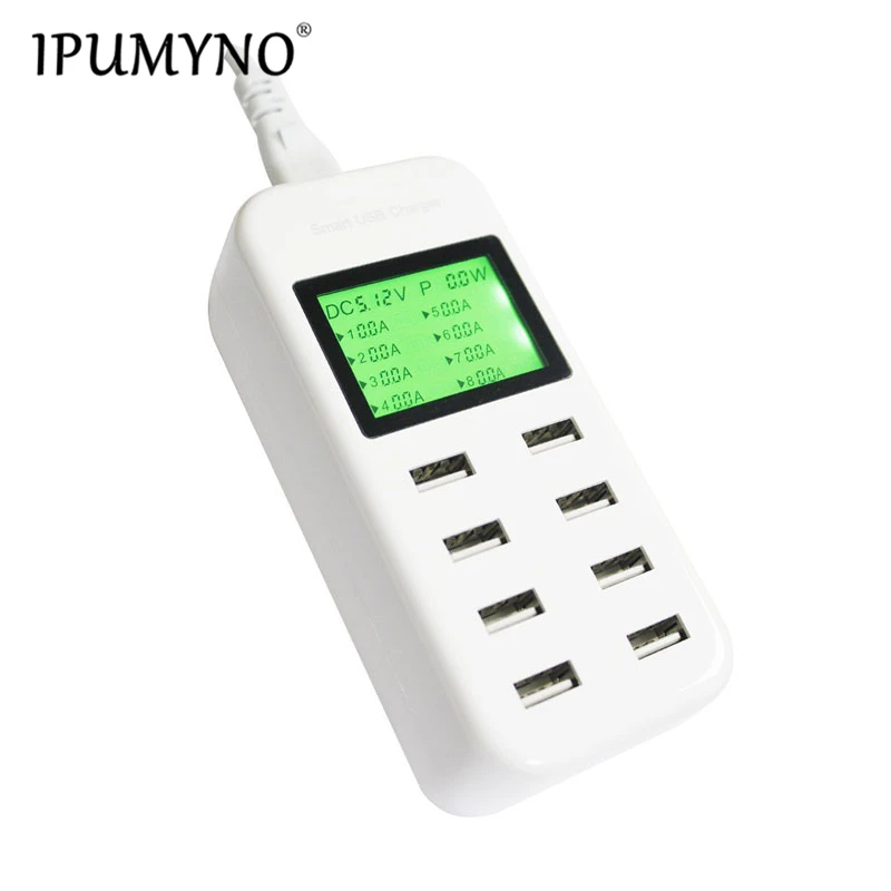 

IPUMYNO 5V/8A 8 Ports USB Wall Charger LED Display Screen US EU Plug Adapter Mobile Phone Charger for iPhone Samsung Xiaomi