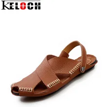 Keloch Hombres Hombres Sandalias de Playa Sandalias de Cuero Genuino Transpirable 2017 Verano Zapatos Casuales Masculinos Zapatillas Sandalias Zapatos Sandalias de Hombre