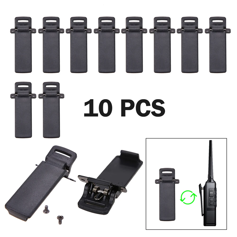 

VODOOL 10Pcs Walkie Talkie Spare Part Back Belt Clip for Baofeng 2-way Radio UV5R For Baofeng intercom UV5R/5RA/5R +/5RB/5RC