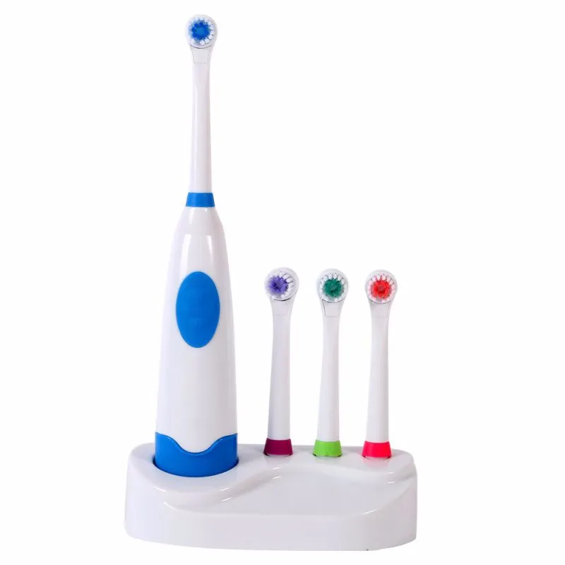 1119 4 в 1 Ротари электрическая зубная щетка для взрослых электрическая зубная щетка детская зубная щетка 4 насадки водонепроницаемый вращения полости рта - Цвет: Blue