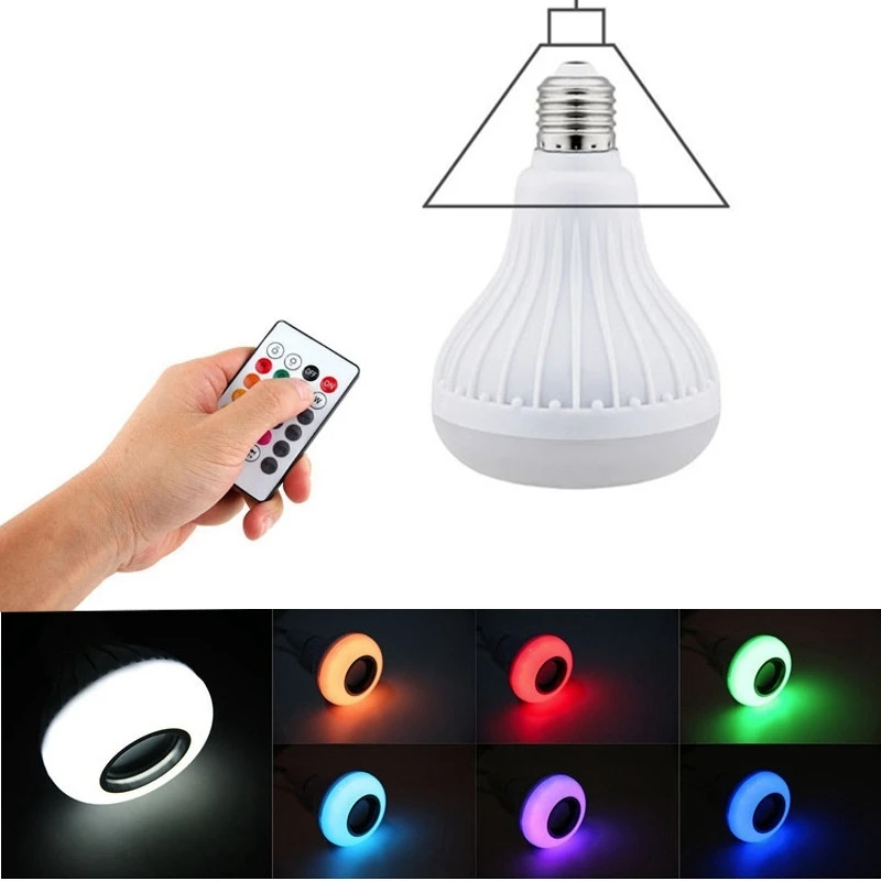 

Hot Sale E27 12W LED RGB Wireless Bluetooth Speaker Bulb Light Music Playing Lamp Remote