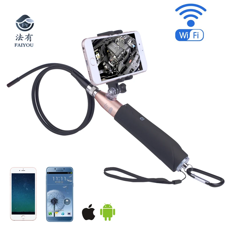 

5.5/8mm Diameter Lens WIFI Handheld Endoscope Camera 2.4GHZ 2MP 960P 6LED Lamp IP67 Waterproof 65 Degree Angle for Android IOS