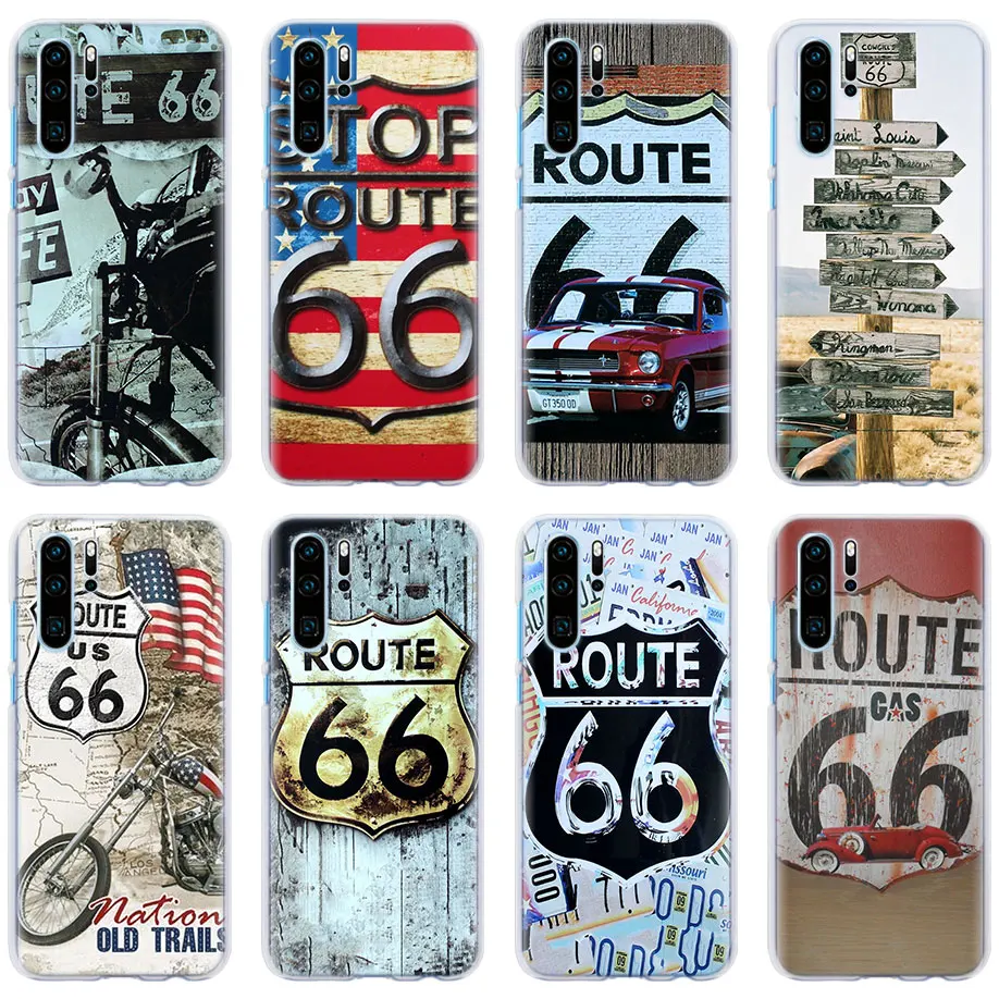 

America Route 66 Phone Cases for Huawei P30 P30 Pro P10 P20 Lite Nova 4e P Smart Plus View 20 Hard PC case Coque