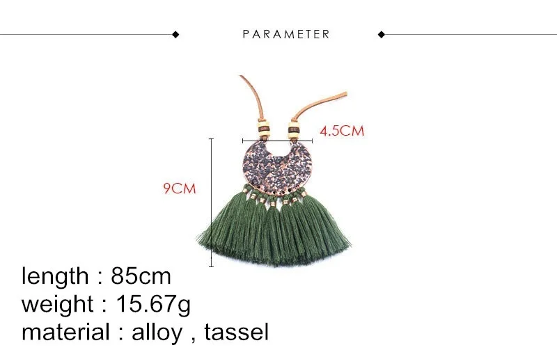 Винтажное богемное ожерелье с подвеской с кисточкой для женщин, Лесистая бусина, розовое, зеленое кожаное длинное ожерелье с бахромой, этнические ювелирные изделия, колье