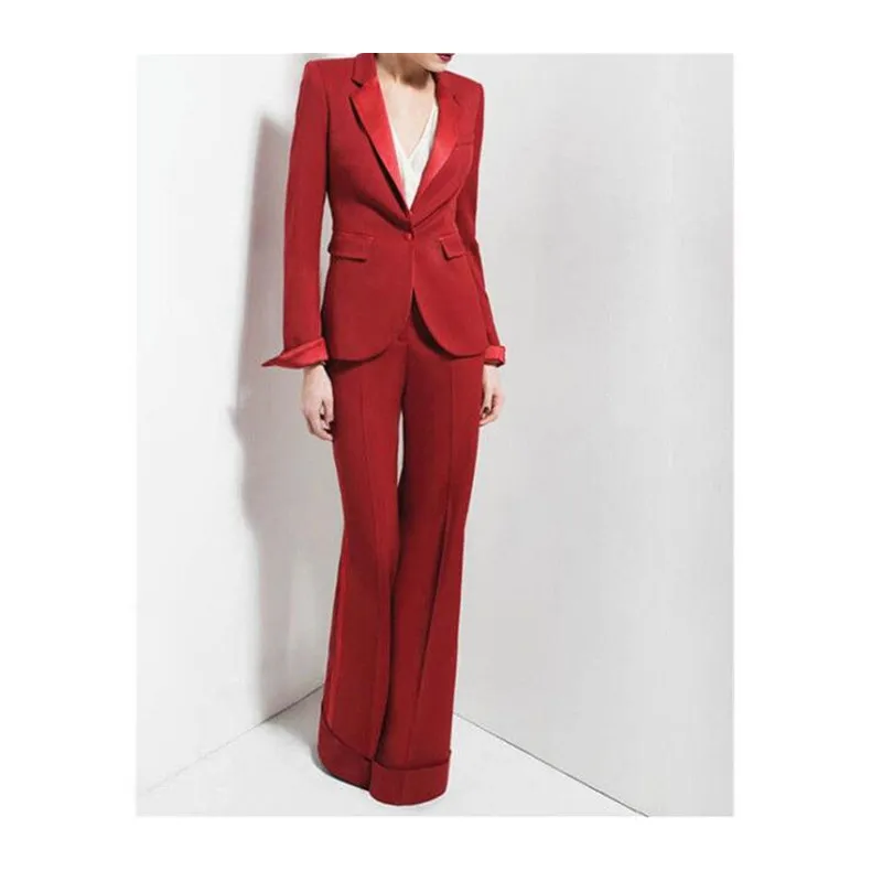 formal red pant suit