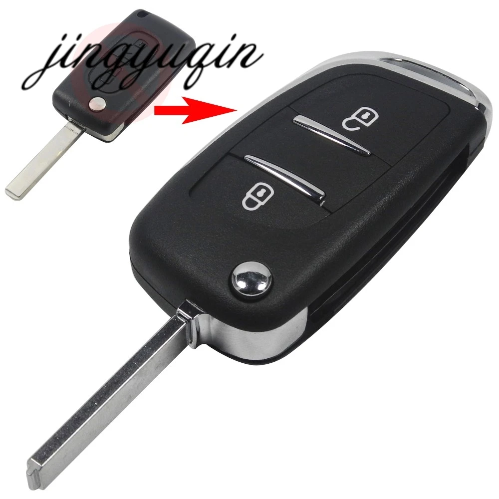 

jingyuqin VA2 Modified 2 Button Flip Folding Key Shell For CITROEN C2 C3 C4 C6 Berlingo Remote Fob Case