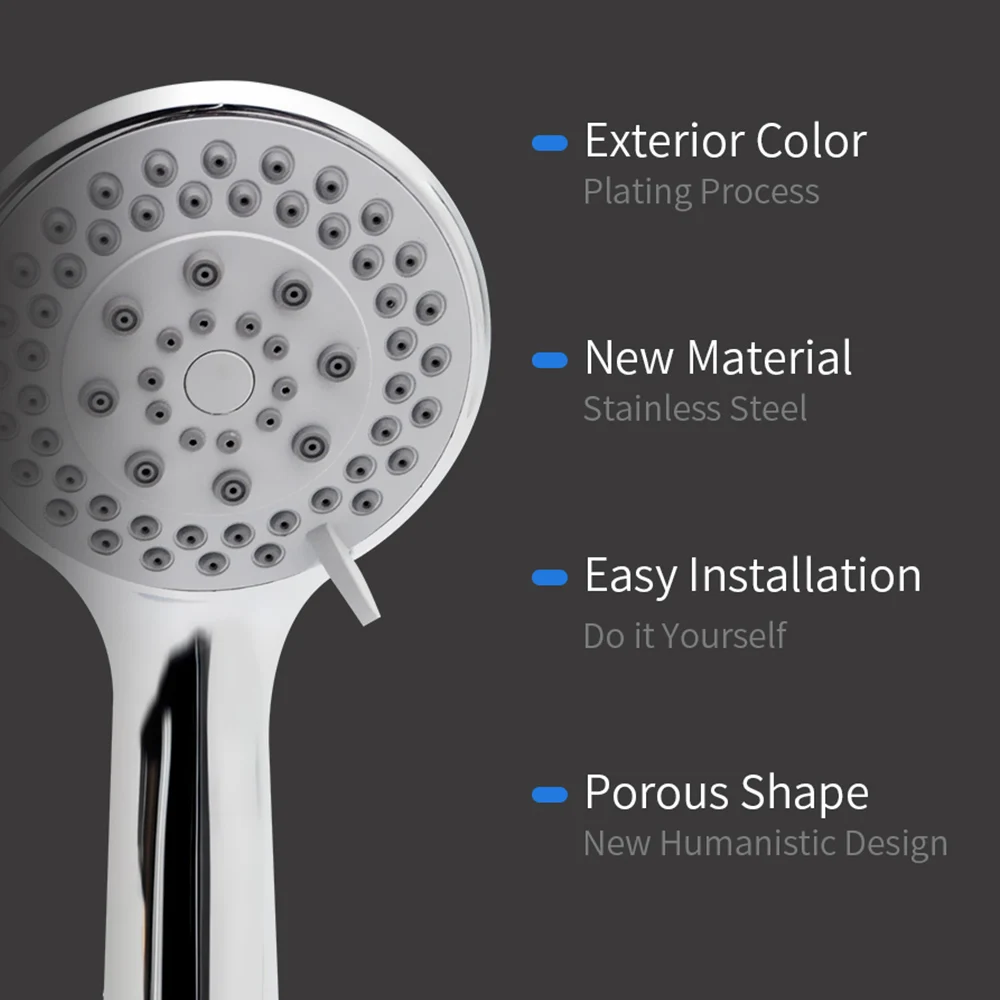 Vagsure Round  Rainfall Shower Head ABS Chrome Water Saving Shower Spray Nozzle Adjustable ABS Head Shower For Bathroom Shower