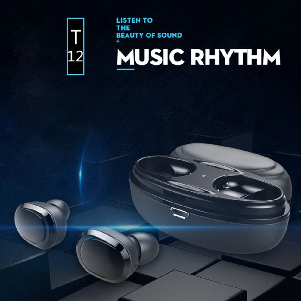 T12 Tws Bluetooth Compatible Hifi Mini Wireless Earphones Sport Earbuds Waterproof Stereo Bass Headset With Mic Charging Box Bluetooth Earphones Headphones Aliexpress
