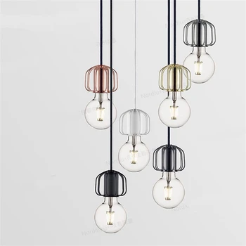 

JW_Nordic Modern Minimalist Iron Pendant Lights Bar Stair Lights Single Head Bedside Pendant Lamps for Dining Room Bedroom Bar