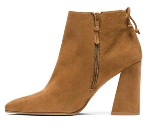 

2018 Fashion Kid Suede Women Boots Shoes Winter Hoof High Heel Short Shoes Pumps Z.