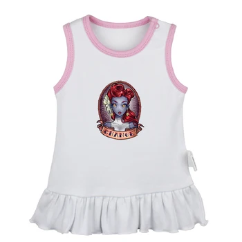 

Tattoo Girl Red hair change pinup Art Rose Sleeping Beauty Newborn Baby Girls Dresses Toddler Sleeveless Dress Infant Clothes