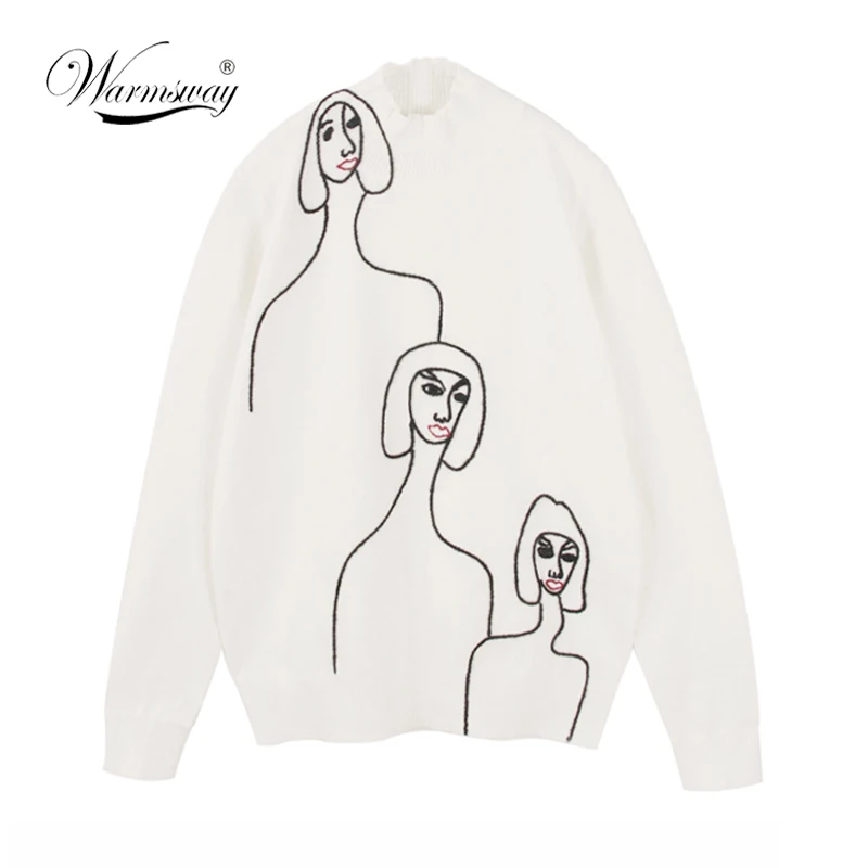 2018 harajuku punk rock turtleneck  fashion lady white pull femme long sleeve knitting sweater women C-004