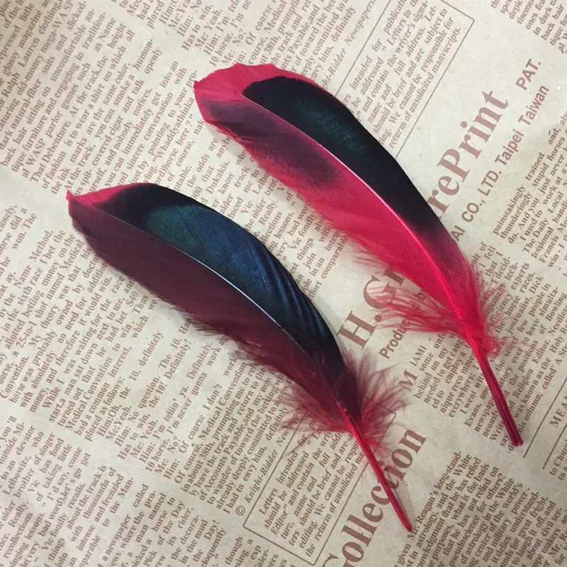 

Red feather high freight sale 100 PC natural feathers of wild duck 4 to 6 inches / 10 - 15 cm DIY decorative handicrafts