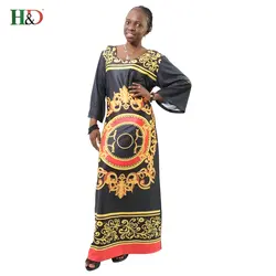 H & D Африканский традиционная одежда 2018 дахики длинное платье с принтом 100% хлопок Базен большой эластичный плюс размеры халат africaine Африка