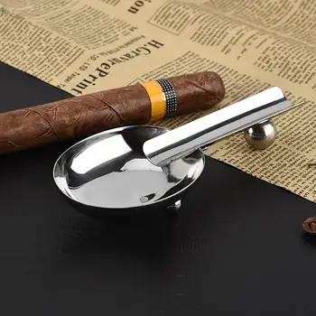 

Stainless Steel Cigar Ashtray Holder Desktop Container Portable Travel Cigarette Ashtrays Gift Box Cigar Gadgets