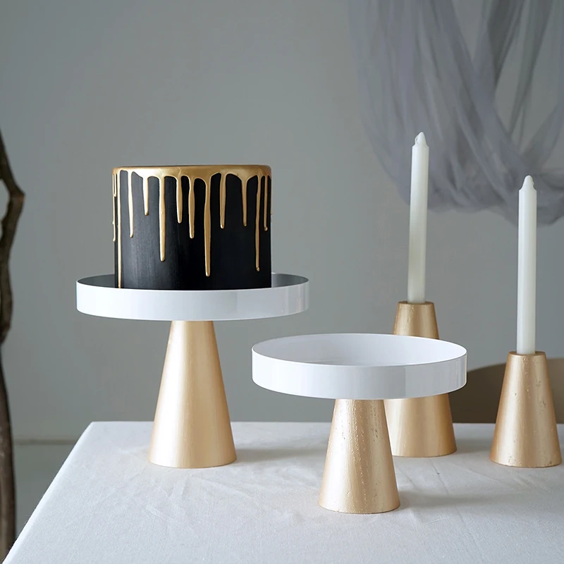 Подсвечники SWEETGO из золотого дерева конические домашние декоративные десерт торт стол дерево ремесло столб палка держатель не включает свечи
