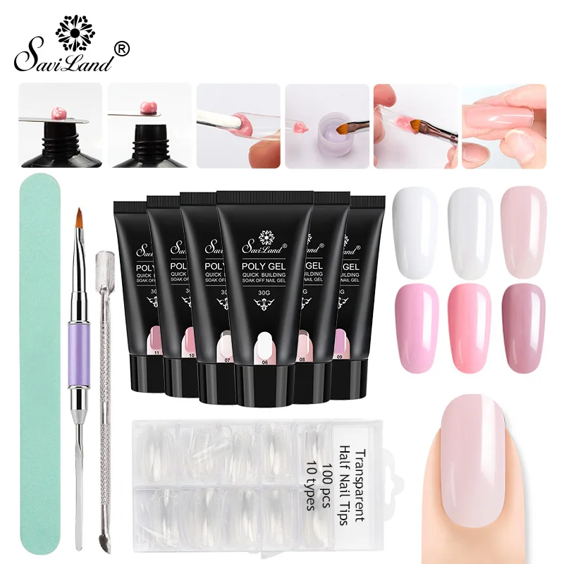 

Saviland 10pcs Poly Gel Set UV Acryl Clear Builder Gel Fast Dry Nail Art Design Pro Long Natural Nail Hard Gel Jelly Gel Polish